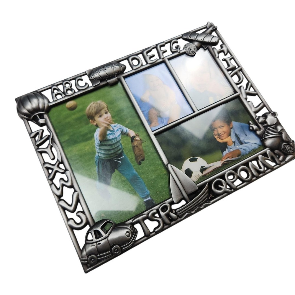 Elegance Fine Metal Collage Photo Frame Alphabet Silver Tone Nursery Decor